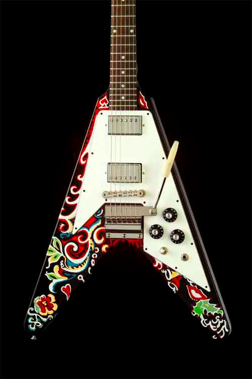 Jimi Hendrix Gibson Psychedelic Flying V Mini Guitar Replica Collectible